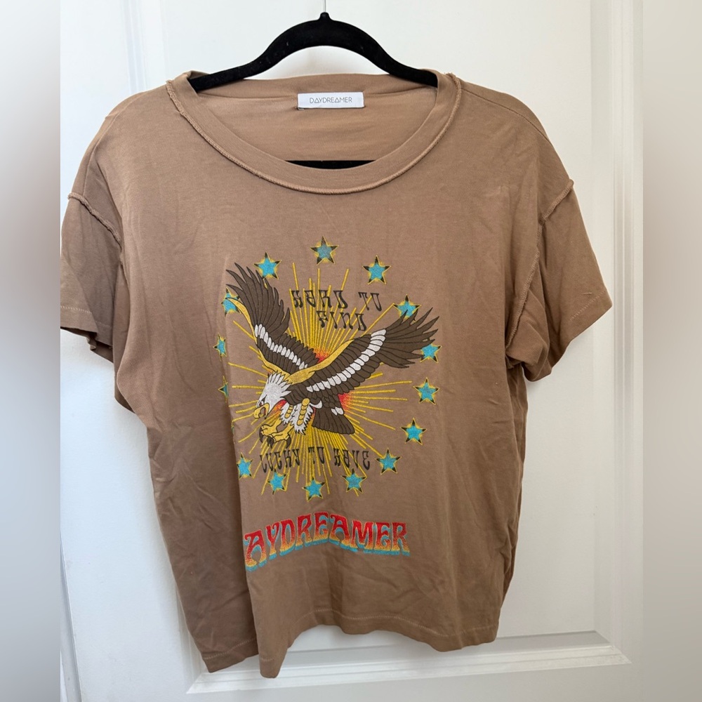 Daydreamer Brown Graphic Tee with Eagle Design
